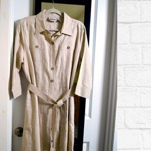 CHICO'S LINEN NAMIBIA Optic tan shirt dress